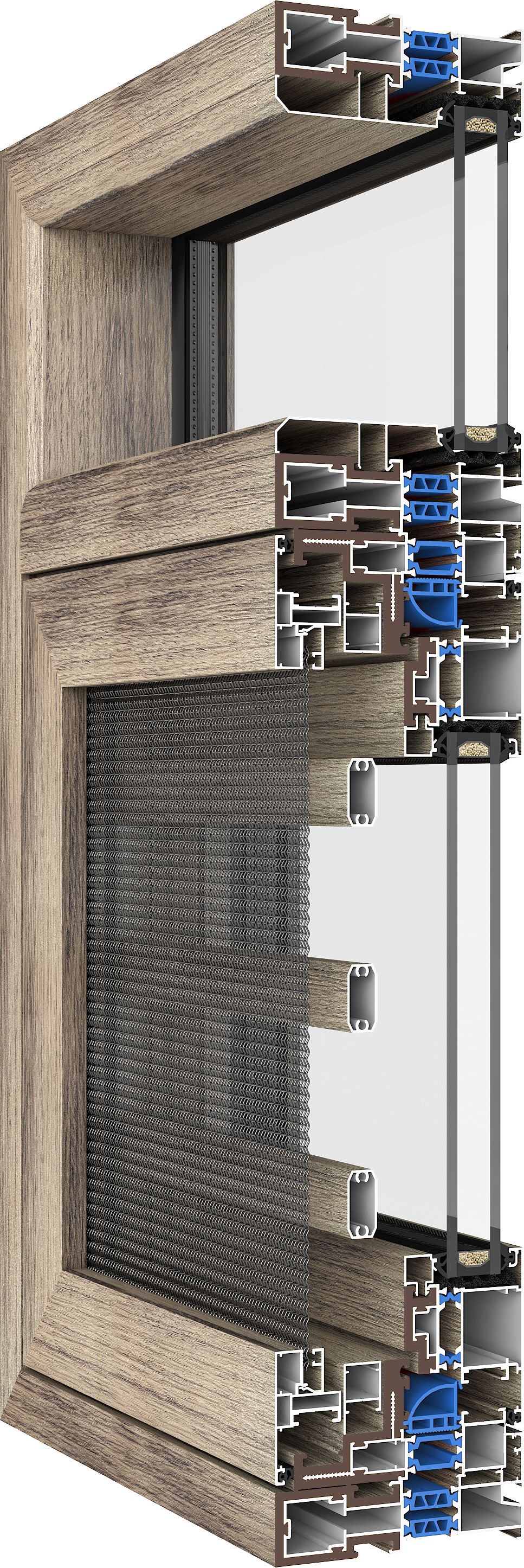 鋁塑共擠115系列帶護(hù)欄窗紗一體窗
