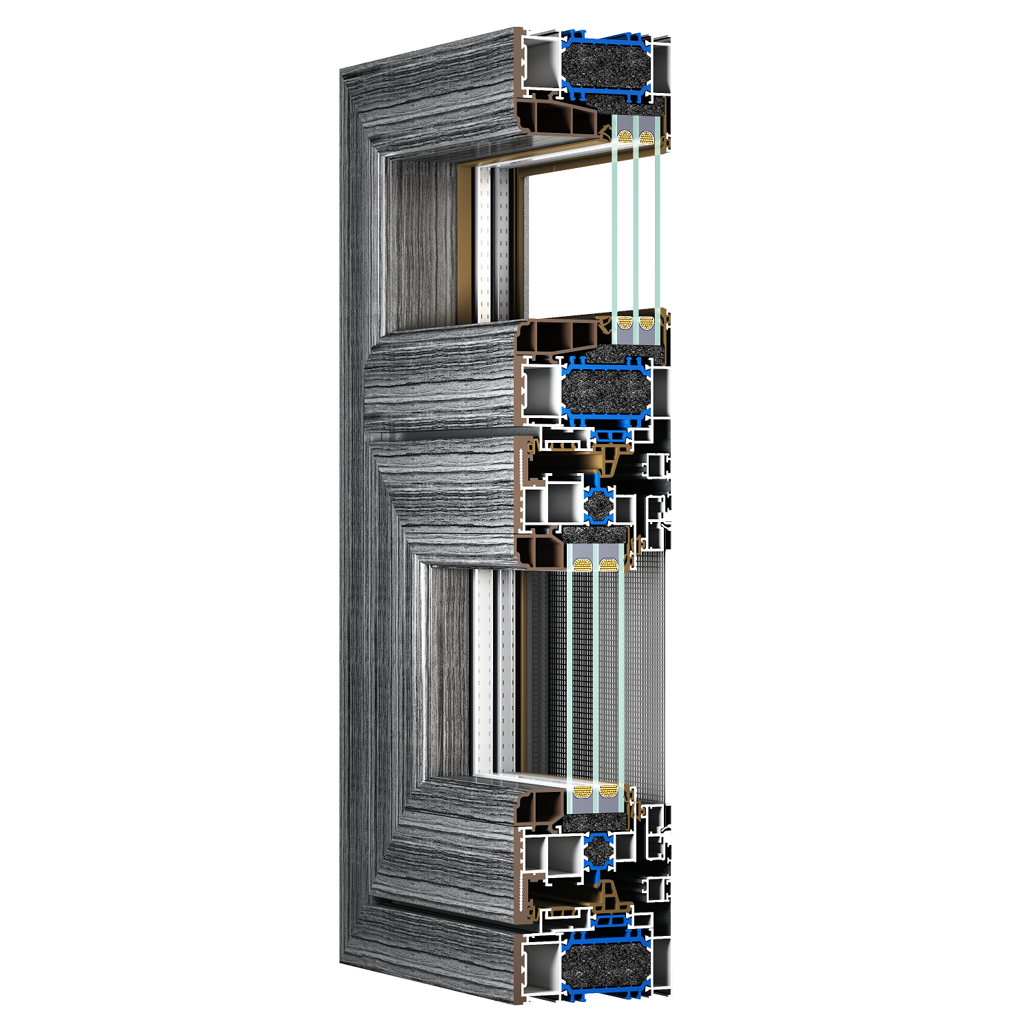 96系列鋁塑共擠半包覆內(nèi)外齊平雙內(nèi)開(kāi)