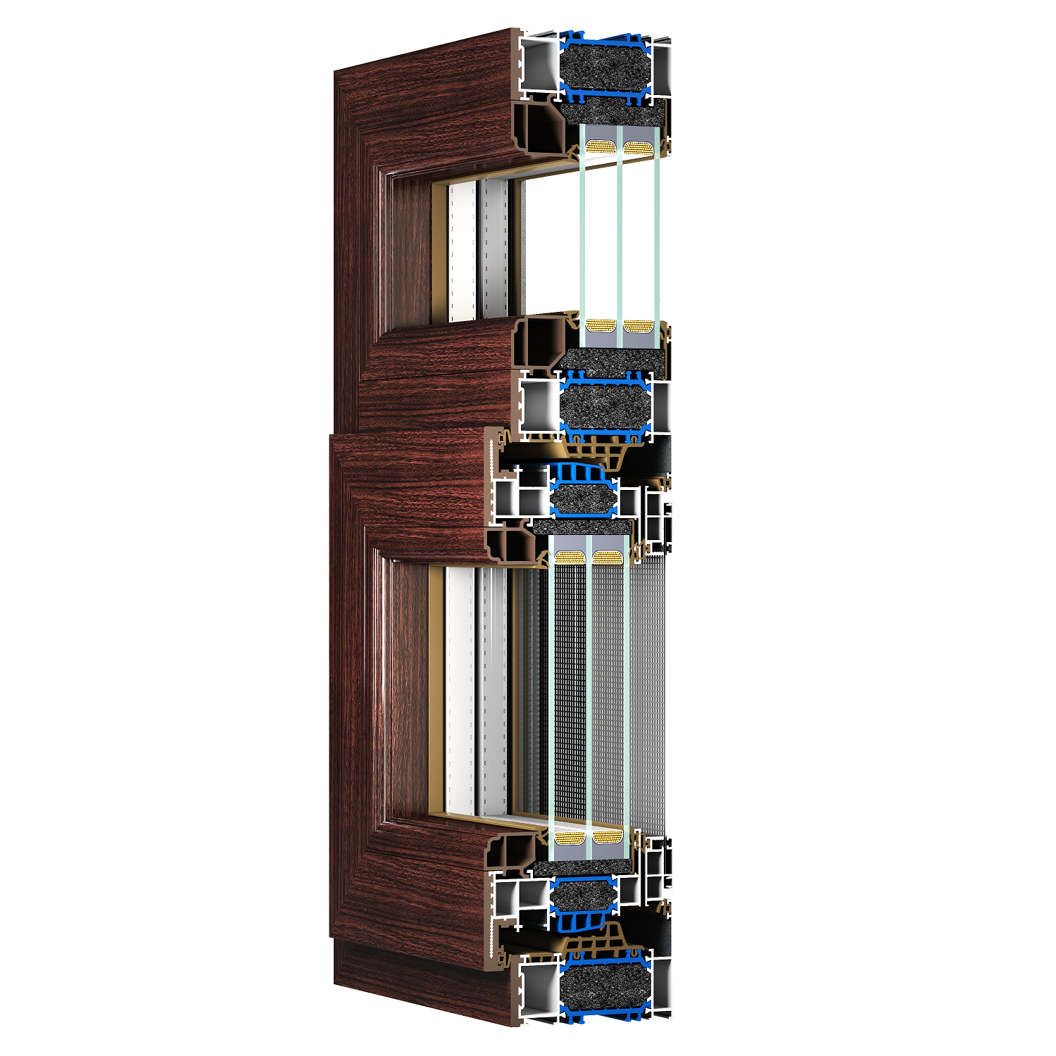 96系列鋁塑共擠半包覆雙內(nèi)開(kāi)